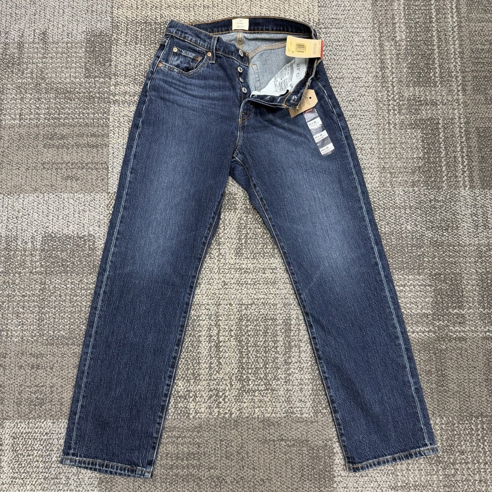 Levis 501 Curve Jeans Womens 29x30 Dark Wash Straight High Rise Stretch Denim